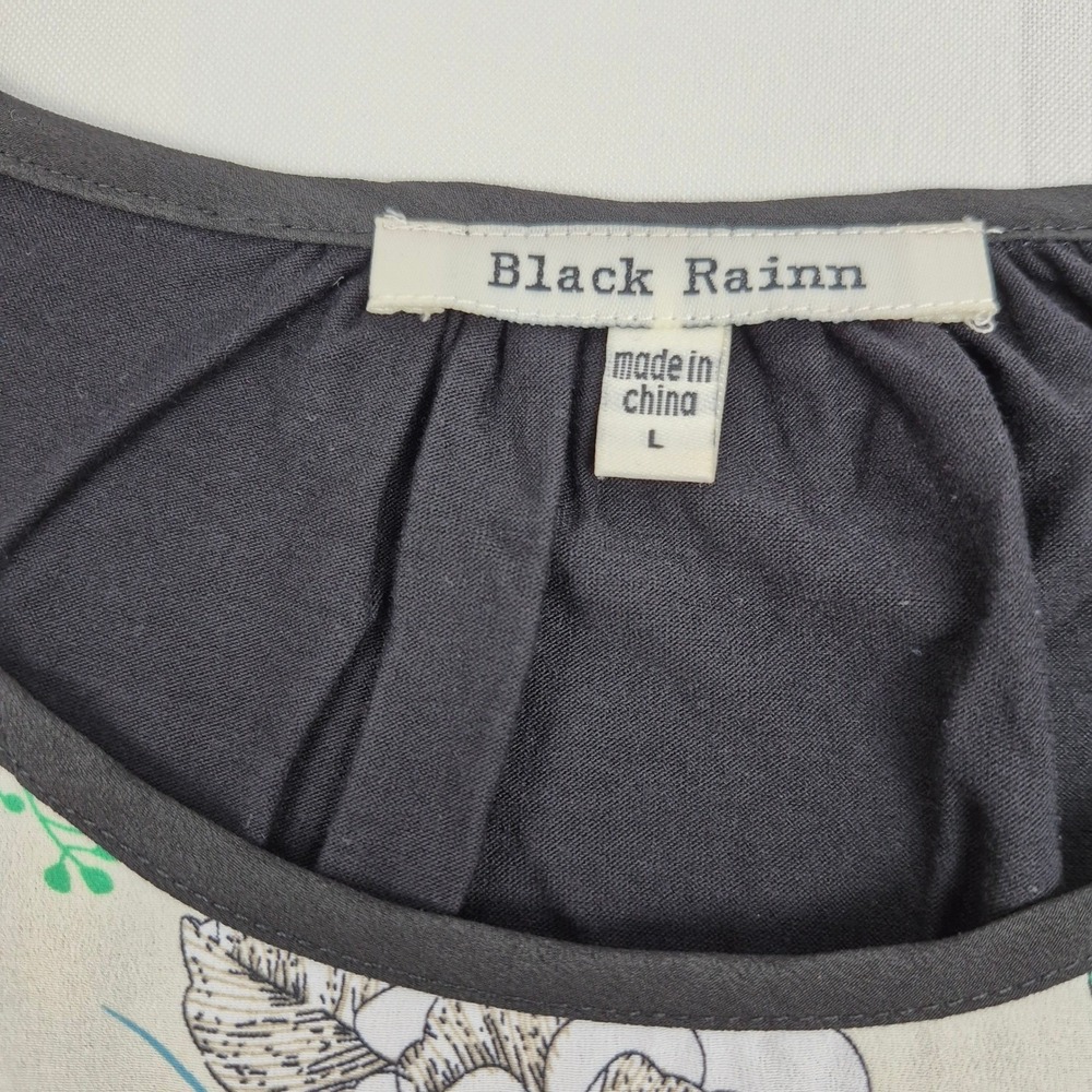 Black Rainn Women's L Floral Blouse Lot of 2 Boho Tops Short Sleeve Mesh Casual - Picture 13 of 16